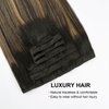 ABH AMAZINGBEAUTY HAIR Yaki Straight Human Hair Clip ins Rooted Black Piano Natural Black #1B Fading into Caramel Blonde #27 Two Tone Light Yaki Clip ins for Black Women Human Hair 12 Inch 120G 7Pcs