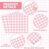 98 Pieces Pink Gingham Party Supplies for 24 Guests Pink and White Checkered Tableware Set Pink Plaid Plates Napkins Tablecloth Party Decorations for Birthday Barbecue Picnic Dinner Party Favors