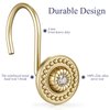 Gold Shower Curtain Hooks, Rust Proof Shower Curtain Rings for Bathroom, Metal Decorative Shower Curtain Hooks Hangers for Shower Curtain Rod, Shower Hooks for Shower Curtain Set of 12