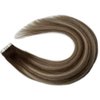 FUBILI Tape in Human Hair Extensions Real Human Hair Brown Fading to Blonde Mix Brown Hair Extensions for Women 40g 12 Inch