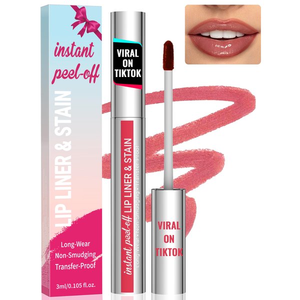 iMethod Lip Stain - Lip Liner Stain, Natural Long Lasting Lip Stain Peel Off, Waterproof Stay On All Day, Transfer-Proof, Highly Pigmented, Instant Peel Off Lip Stain Color, Nude Pink