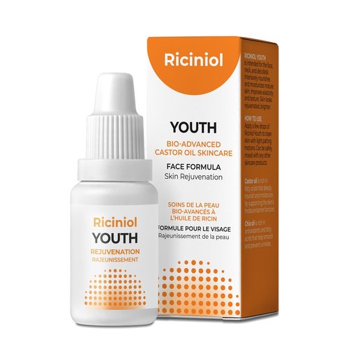 Riciniol Youth – Multipurpose Castor Oil for Face, Neck and Decollete | Bio-Advanced Castor Oil Ointment with Chia Seed Oil - Pure & Natural Skincare, Fast-Absorbing Moisturizer (15ml)