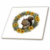 3dRose Gray Squirrel with Yellow Flower Wreath Kentucky State Tattoo Art - Tiles (ct-383453-2)