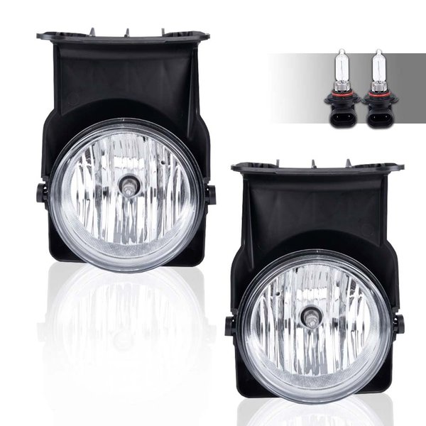 PIT66 Fog Lights, Compatible with 03-06 GMC Sierra 1500 2500 3500/07 GMC Sierra Classic(Not fit for Denali|C3 Models) Fog Lamp Assembly Left/Right Clear Lens + Wire Harness