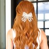 PLwelth Lace Bow Hair Clips Bow Hair Scrunchies for Women Girls Toddlers Cute Pearl Bow Hair Pins Non Slip Hair Barrettes for Long Short Thin Thick Hair Beige Wedding Party Accessories for Bridal