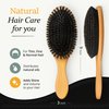 Belula Soft Bristle Brush Set for Men - Hairbrush for Thin, Normal and Short Hair, Wooden Comb, 2 Palm Brushes & Travel Bag Included