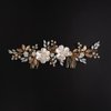 Denifery Flower Bride Wedding Hair Vine with Combs Gold Leaf Bridal Headband Opal Rhinestones Hair Breath Accessories for Women and Girls
