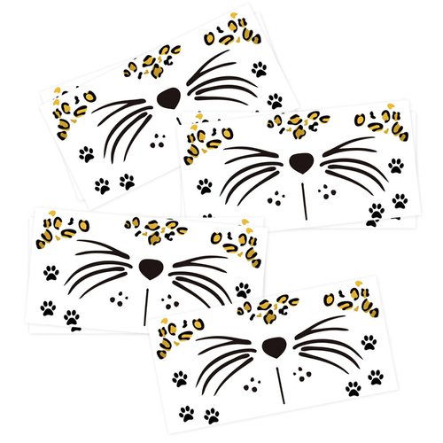 Leopard Face Temporary Tattoos, 7-Sheet Leopard Face Halloween Fake Tattoos for Kids and Adults - Perfect for Parties, Festivals, and Costumes