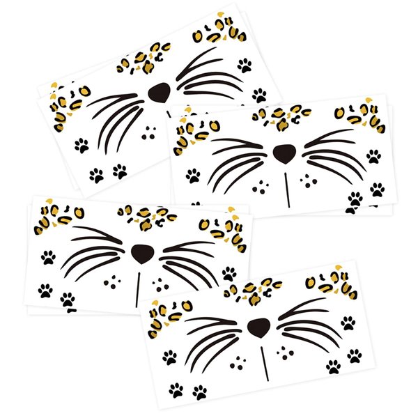 Leopard Face Temporary Tattoos, 7-Sheet Leopard Face Halloween Fake Tattoos for Kids and Adults - Perfect for Parties, Festivals, and Costumes