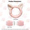 3-Pack Cat Ears Spa Headband and Wristband Set, Soft Plush Makeup Skincare Headband Wrist Bands, Cute Cat Ears Face Wash Headband and Towel Wristband Set for Women Girls Washing Face Skin Care(Pink)