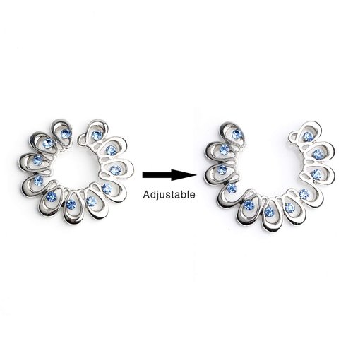 CrazyPiercing 1Pair Surgical Steel Blue Faux Crysta Tribal Floral Clip on Non-Pierce Fake Nipple Ring (Blue)