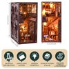 3D Wooden Puzzle Bookends, 2025 New DIY Book Nook Kit, Magic Book House Model Building Kit Insert Decor with Sensor Light, Stand Bookshelf for Home Decorative Books Ornaments (New Secret Castle)
