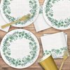 Botanical Garden Eucalyptus & Linen Paper Dessert Plates and Guest Napkins (16 Plates & Napkins)