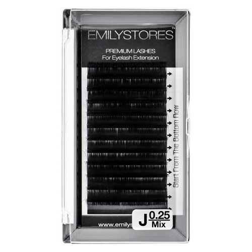EMILYSTORES Lash Extensions 0.25mm Thickness J Curl Mixed 8-14mm Sizes Length Volume Individual Semi-Dull Black Eyelashes For Eyelash Extensions (0.25,J,Mixed 8-14mm)