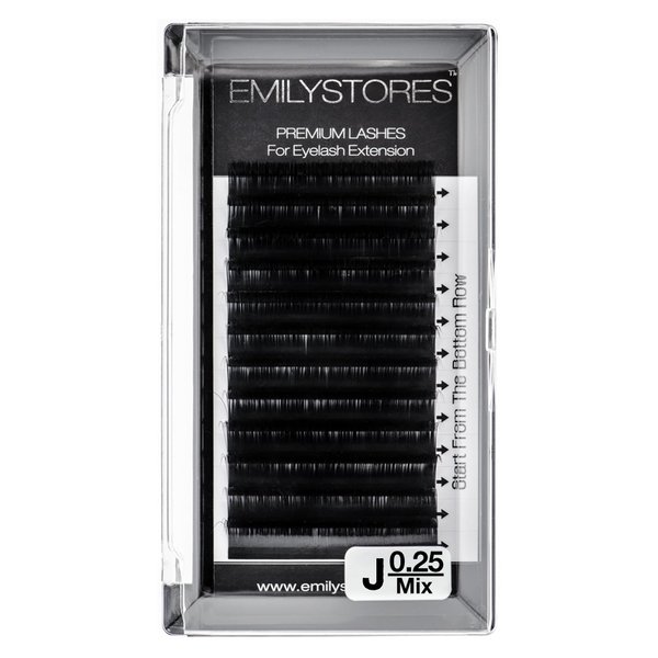EMILYSTORES Lash Extensions 0.25mm Thickness J Curl Mixed 8-14mm Sizes Length Volume Individual Semi-Dull Black Eyelashes For Eyelash Extensions (0.25,J,Mixed 8-14mm)