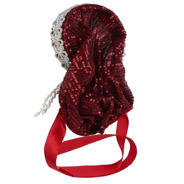 Zerodis Hijab for Women, Elegant Elastic Flexible Scarf Soft Silky Hot Rhinestones Bow Muslim Headband for Muslim Women(Red wine)