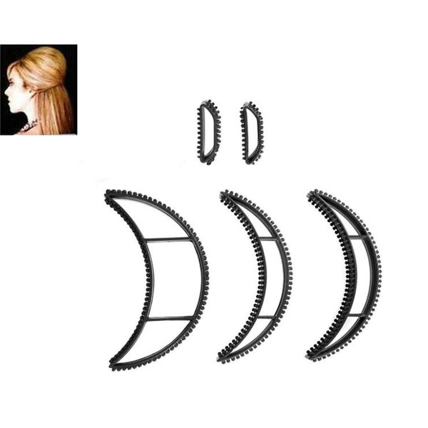 5PCS/ Set Bump It Black Styling Coiler Set Volume Hair Hair Accessory Hair Pumps Hair Bun Maker Bump It Up Volume Hair Base Pads Volume Insert Fluffy Hairdressing Tools for Women Girls
