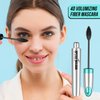 Fiber Mascara, Mascara Black,4D Silk Fiber Mascara, Natural Waterproof Smudge-proof Mascara Black Mascara Thickening Lengthening,Exquisitely Full,Eyelash Primer Brush