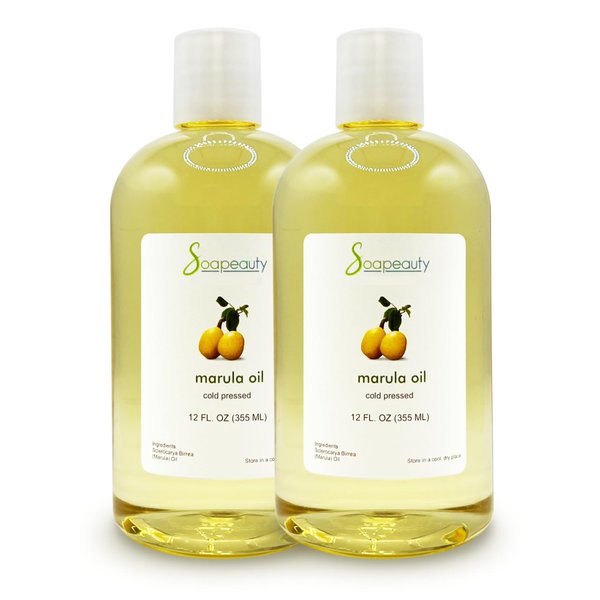 Soapeauty Marula Oil 100% Pure & Natural, Cold Pressed, Rich in Vitamin E & Omega Fatty Acids | Best for Skin, Hair, Face, Nails, and Soap Making | 24 fl oz (2 * 12 fl oz)