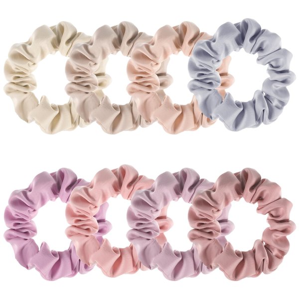 8 Pieces Satin Hair Scrunchies, Satin Hair Ties for Women Small Silk Scrunchies Pink Series Silk Hair Ties Hair Accessories for Women Girls