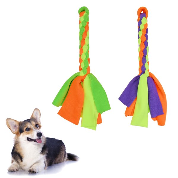 SYOOY 2 Pack Dog Fleece Rope Toy Dog Flirt Pole Replacement Toys to Chase and Tug Interactive Dog Toys with Chewing Rope Pet Braided Rope Tether Lure Toy to Outdoor Exercising Training
