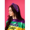 MOLOCH Mardi Gras Headband Carnival Hair Accessories for Women Glitter Top Hat Crown Mask Knotted Headband Purple Green Gold Crystal Jeweled Headband Mardi Gras Parade Party Gifts