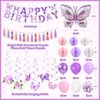 53pcs Butterfly Birthday Decorations, Purple Butterfly Decorations with Honeycomb Ball Banner Butterfly Hanging Swirl Big Butterfly Foil Balloon for Women Girl Butterfly Theme Birthday Supplies