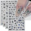 4 Sheets Holographic Laser Black Butterfly Nail Stickers,Y2K Luxury Aurora Butterflies Star Nail Art Stickers 3D Sun Moon Flame Heart Nail Decals for Women Nail Decor Nail Designs Nail Accessories