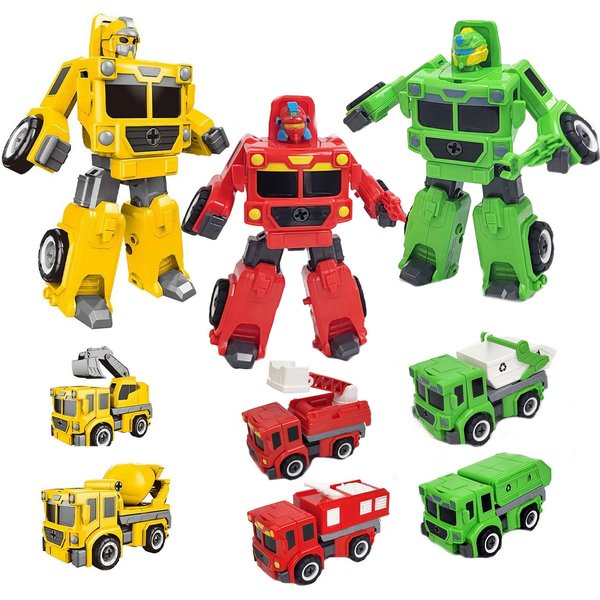 Generic Perfect Fun Time Transforming Robot Toys in 6 Styles Truck Set,Transform Toys Action Figures, STEM Car Toys for Age 3-12 Year Old Boy, Medium
