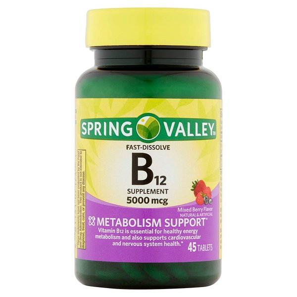 Spring Valley B12 5000 mcg 45 tablets, Mixed Berry Flavor