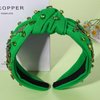 CEALXHENY St. Patrick's Day Headband for Women Green Shamrock Headband Embellished Crystal Rhinestone Knotted Headband St. Patrick's Day Hair Accessories Outfits Irish Holiday Gifts (Shamrock A)