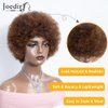 JOEDIR HAIR Short Afro Human Hair Wigs for Black Women Mixed Brown Afro Curly Wig Soft and Bouncy Glueless Wig 130% Density (Color: P4/30)