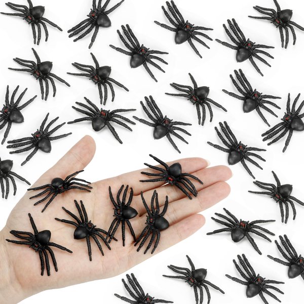 Halloween Realistic Spider, 30 PCS Fake Plastic Spider, Small Spider Toys, Small Spider Toys Black Fake Spiders, Halloween Small Spider Props, Halloween Joking Decor Cemetery Theme, 1.18*1.96Inch