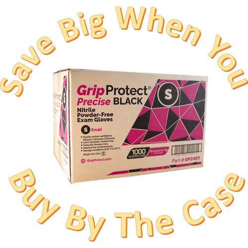 GripProtect® Precise Black Nitrile Exam Gloves | 4 Mil | Chemo-Rated | Food, Home, Hospital, Law Enforcement, Tattoo | (Medium, 100)
