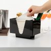 Restaurantware Bar Lux 7.9 Inch x 5.5 Inch Napkin Holder 1 3-Compartment Condiment Caddy - Rectangle Tabletop Black Plastic Napkin Caddy Refillable Easy Access
