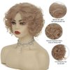 Amnenl Short Curly Blonde Wigs for Women Soft Natural Synthetic Heat Resistant Fluffy Costume Cosplay Daily Wigs