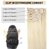 Hair Extensions Clip in Real Human Hair, Invisible Platinum Blonde Hair Extensions Clip ins for Women, Remy Clip on Hair Extensions for Straight or Wavy Hairstyle 20inch 120g 7pcs