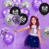RUMIA Purple Birthday Balloons 24Pcs Purple Black Silver Happy Birthday Latex Balloons Confetti Balloons with Ribbons Set for Girls Women Men Birthday Anniversary Party Decorations Supplies 12 inches