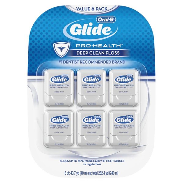 Oral-B Glide Pro-Health Dental Floss, Deep Clean, Mint, 40m, 6 Count (Pack of 1)