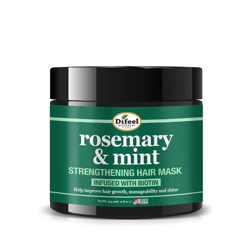 Difeel Rosemary and Mint Strengthening Hair Mask with Biotin 12 oz. - Strengthening Hair Mask made with Natural Rosemary Oil for Hair Growth