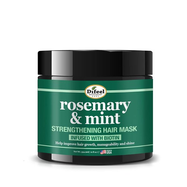 Difeel Rosemary and Mint Strengthening Hair Mask with Biotin 12 oz. - Strengthening Hair Mask made with Natural Rosemary Oil for Hair Growth