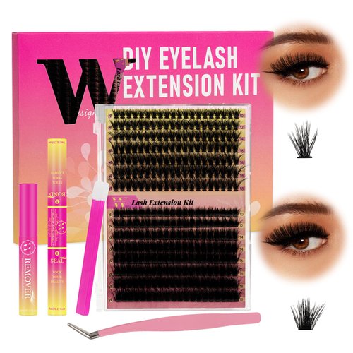 Lash Extension Kit 300Pcs 7090D DIY Individual Eyelashes Extensions Lashes Clusters Kit Lash Bond And Seal Lash Remover Lash Applicator Tool For False Eyelash Cluster Kit At Home(D-Mix10-18mm,20)