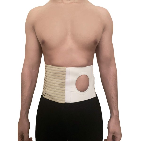 Juniper's Secret Abdominal Hernia Belt - Ostomy Supplies with 3.14" Ring/Hole for Post-Operative Care After Colostomy Ileostomy Surgery - Universal for Women and Men for Right or Left Stoma (Small)