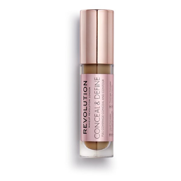 Makeup Revolution Conceal & Define Concealer, Full Coverage Makeup Concealer, Matte Finish & Long Wear, For Dark or Deep Skin Tones, Vegan, C13.5, 4ml