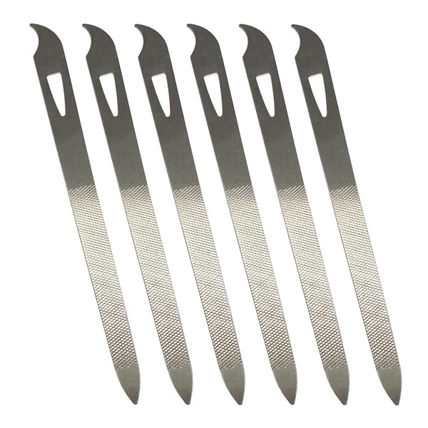 Nail Files for Natural Nails (6 Pack), Metal Nail File 5.5’’ Stainless Steel Thin Durable Nail Filer with Curved Sharp Pointed Tip Double Sided Manicure Pedicure Toenails Tools