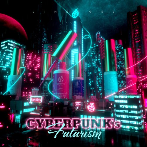 Beetles Gel Liner Nail Polish, 6 Colors Nail Art Paint for Swirl Nails Neon Blue Hot Pink Sliver Glitter Summer Gel Polish Cyberpunk's Futurism Built Thin Nail Art Brush in Gel Pens Gel Art Polish