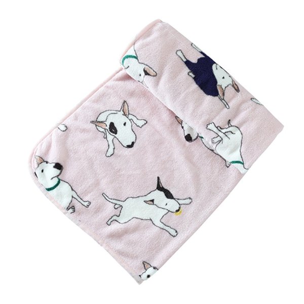 Creation Core Adorable Cartoon Pet Blanket Super Soft Fleece Cat Dog Blanket Mat 29.9" x 37.8", Bull Terrier Pink