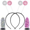 Funcredible Alien Headbands and Glitter - Pink and Silver Martian Alien Antenna Headband - Space Costume Accessories - Sparkly Alien Costume (2 Sets)