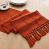 ZeeMart Macrame Style Boho Table Runner, Burnt Ochre Fall Table Runners 72 Inches Long, Farmhouse Woven Home Decor, 12x72 Inch, Dark Orange