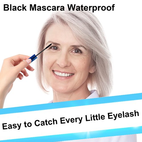 Mascara for Older Women, Black Mascara Volume and Length, Mascara for Seniors with Thinning Lashes Waterproof Mascara all Day, Smudge Proof Non Clumping Mascara, Natural Mascara Makeup for Party
